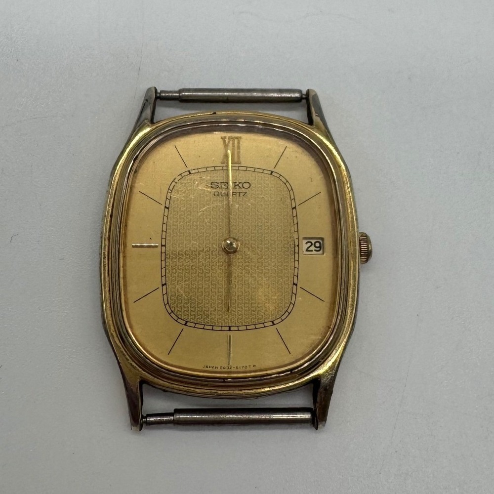 Vintage Seiko Quartz 6432-5100 Gold Tone Watch Head Parts Only
